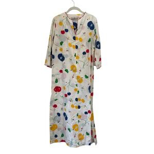 David Brown California Kaftan‎ Vintage 70s Fruit Print Cotton House Dress